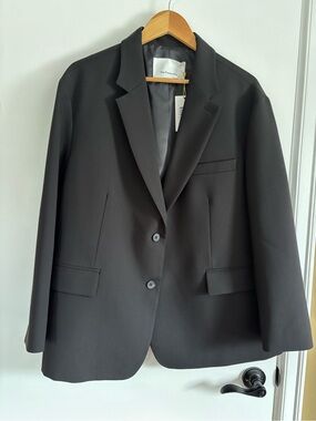 The Frankie Shop Black BEA Single-Breasted Tailored Blazer